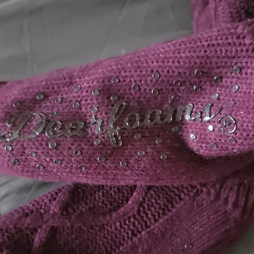 Dearfoams Plum Cable Knit Slipper Socks - Picture 7 of 7